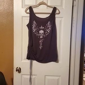 Dark purple skull tank with drawstring side